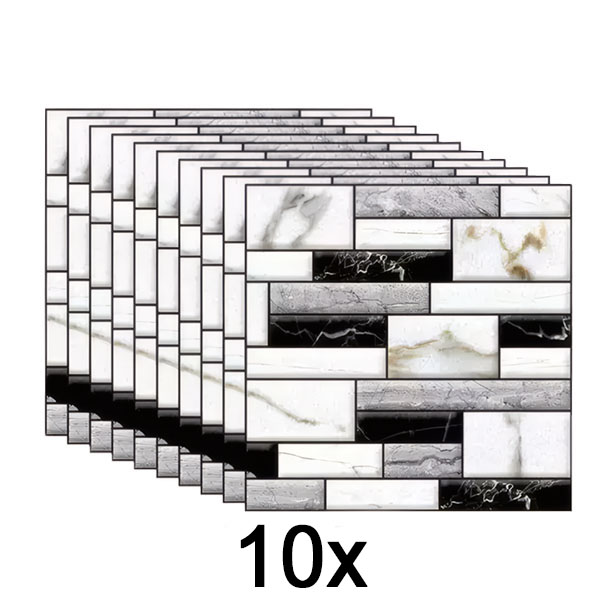 1x 3D seinakleebised marmori välimusega (10 tk) | MARBLEBLOCKS